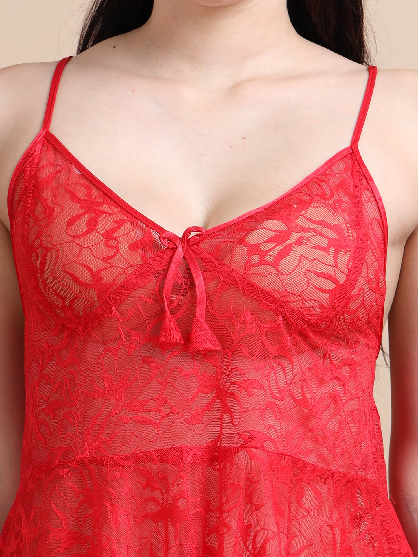 Mesh Net Red Babydoll Lingerie for Women 