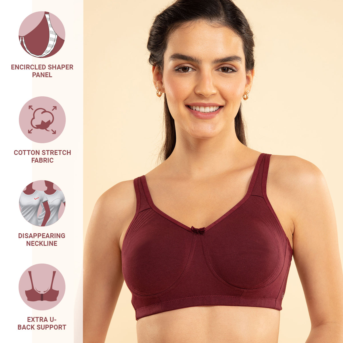 Cotton Pack Of 2 Black and Maroon Bra for Women