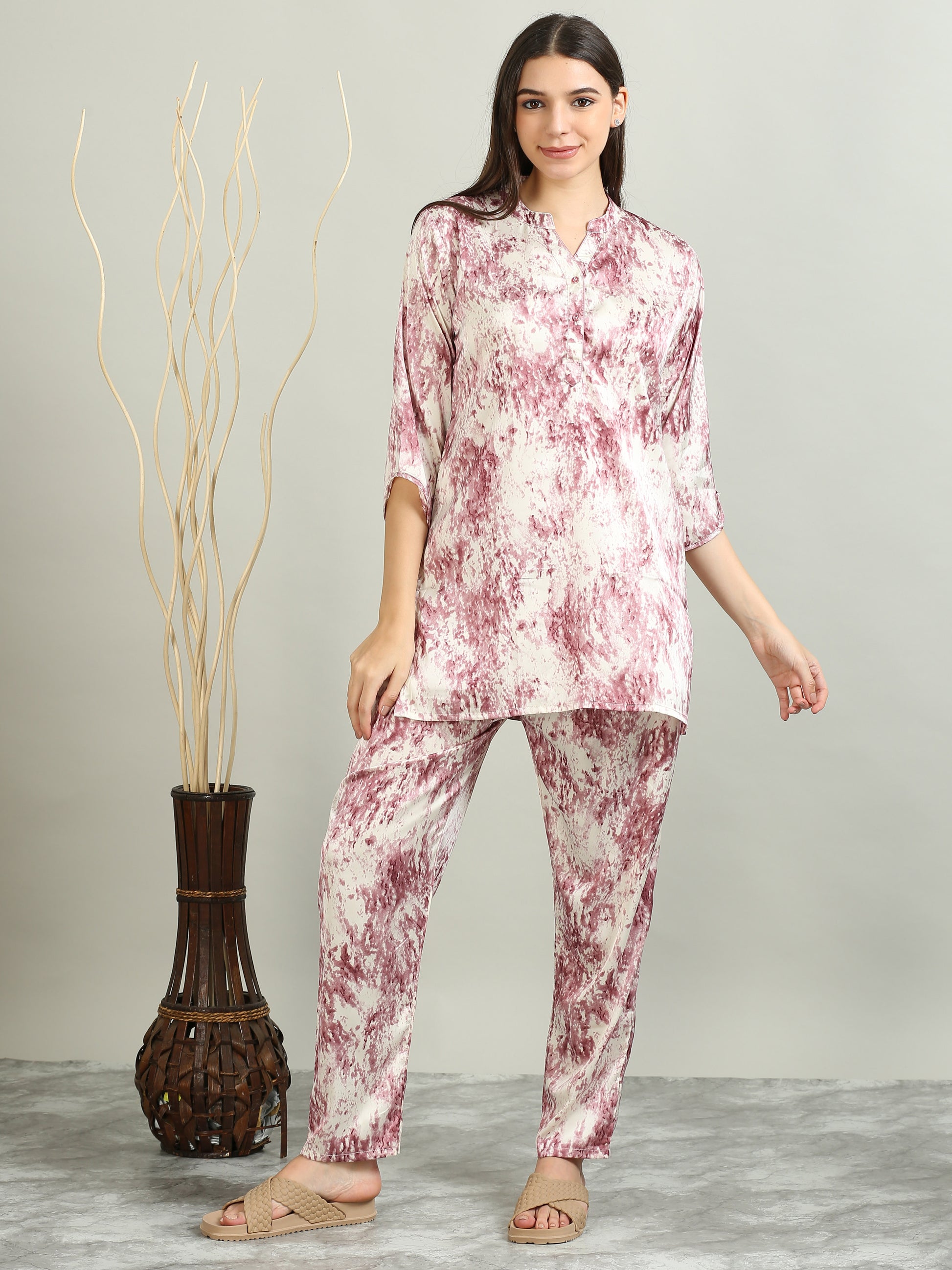  Satin Printed Pink Co Ords Sets for Women