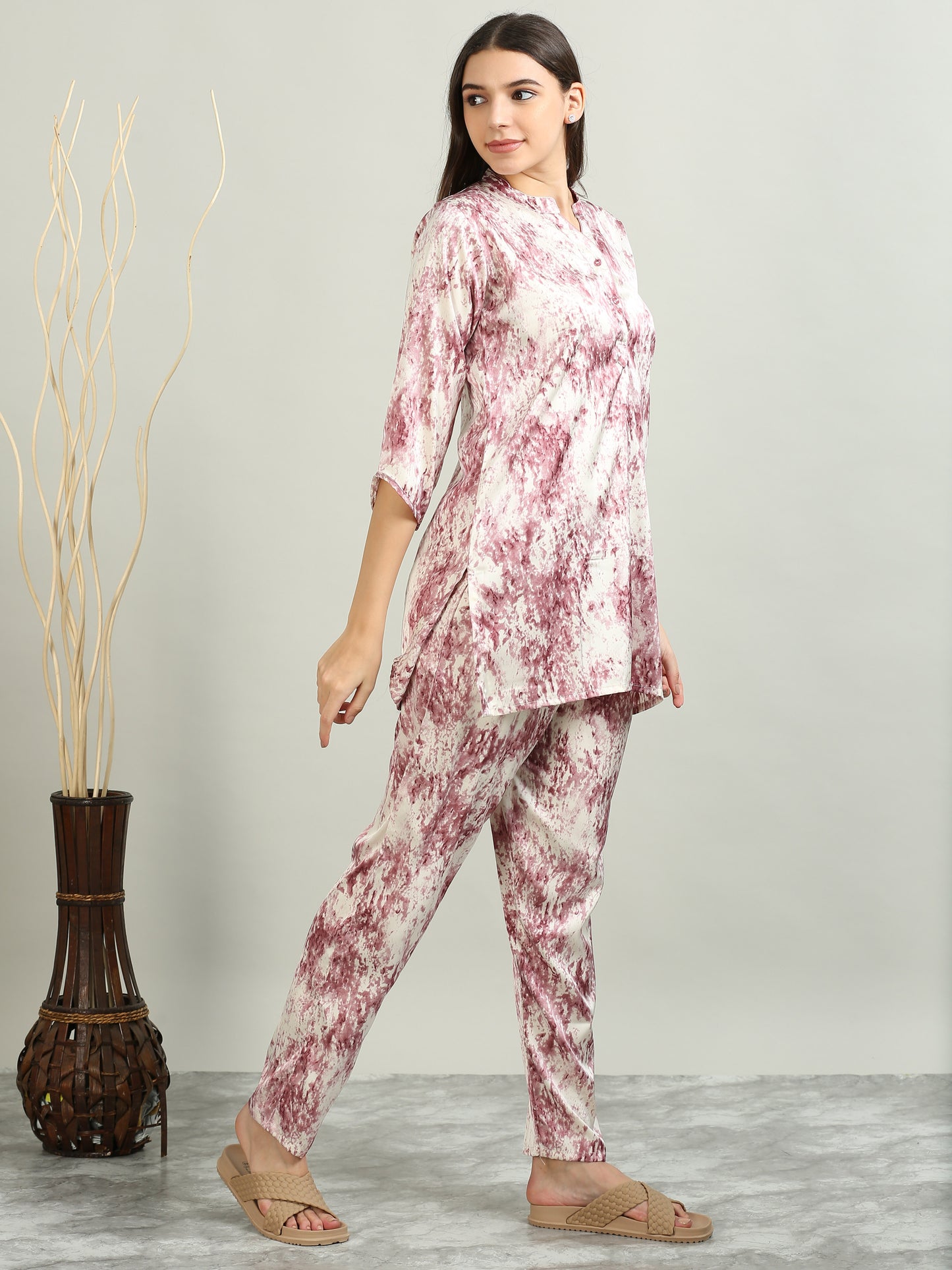  Satin Printed Pink Co Ords Sets for Women