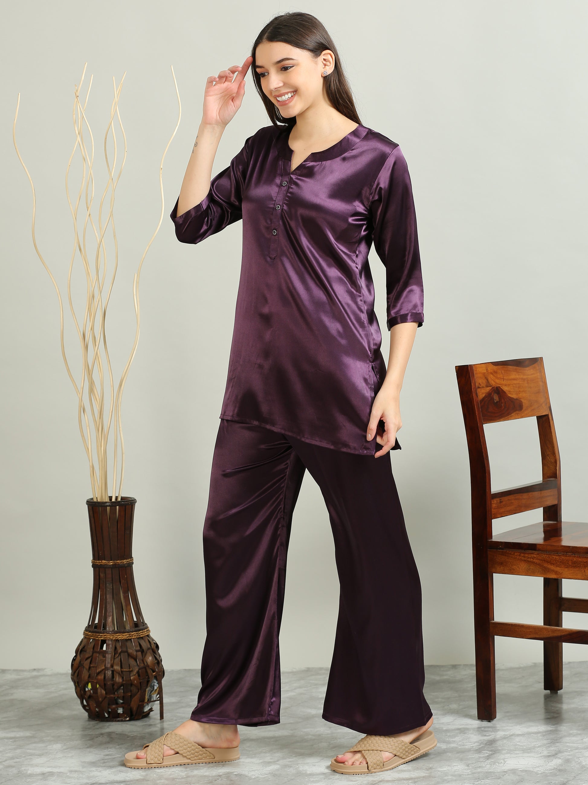 Satin Purple Co Ords for Women