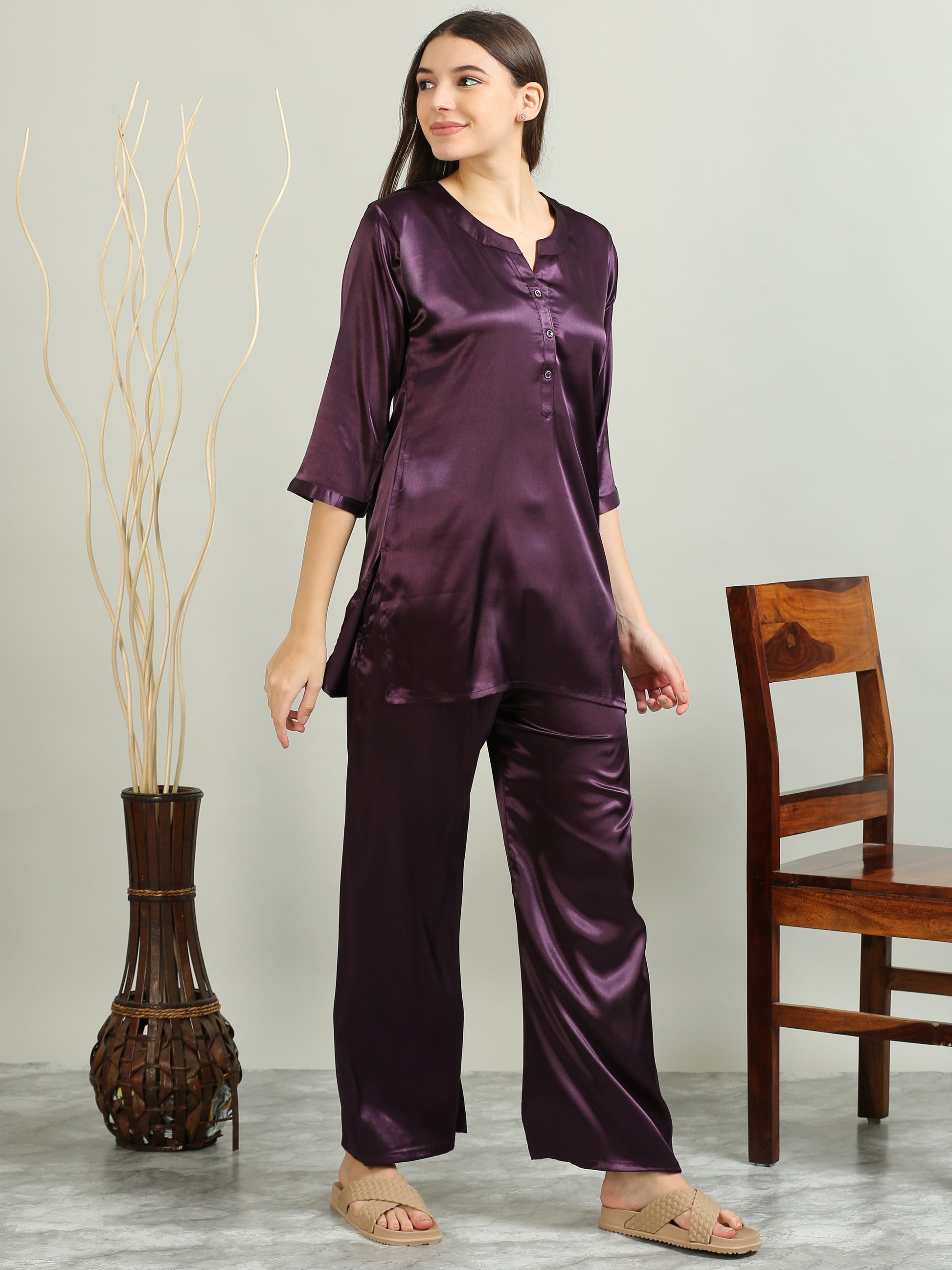 Satin Purple Co Ords for Women