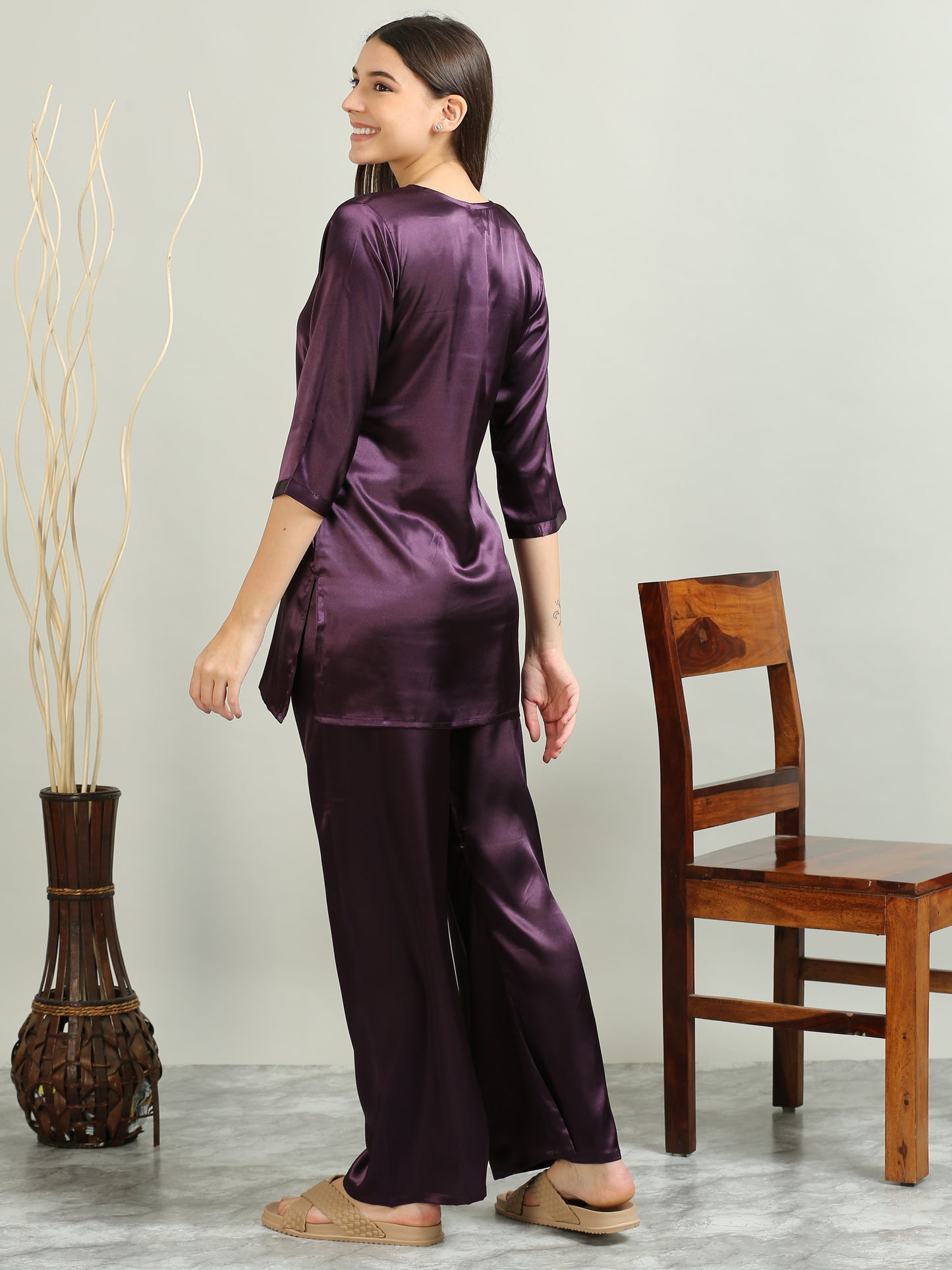 Satin Purple Co Ords for Women