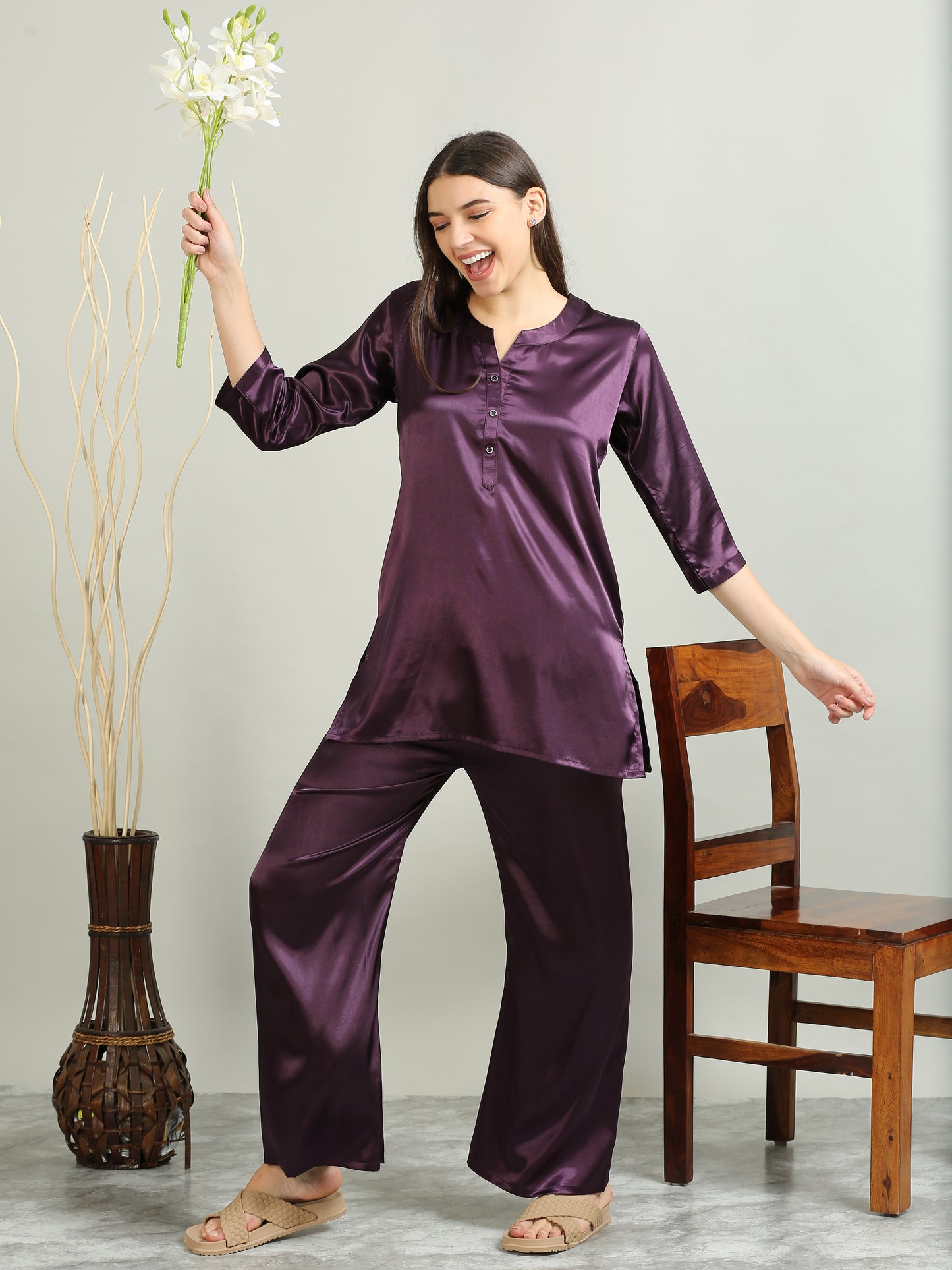 Satin Purple Co Ords for Women