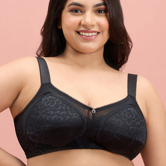 Shape & Support Non Wired Black Lace Bra for Women