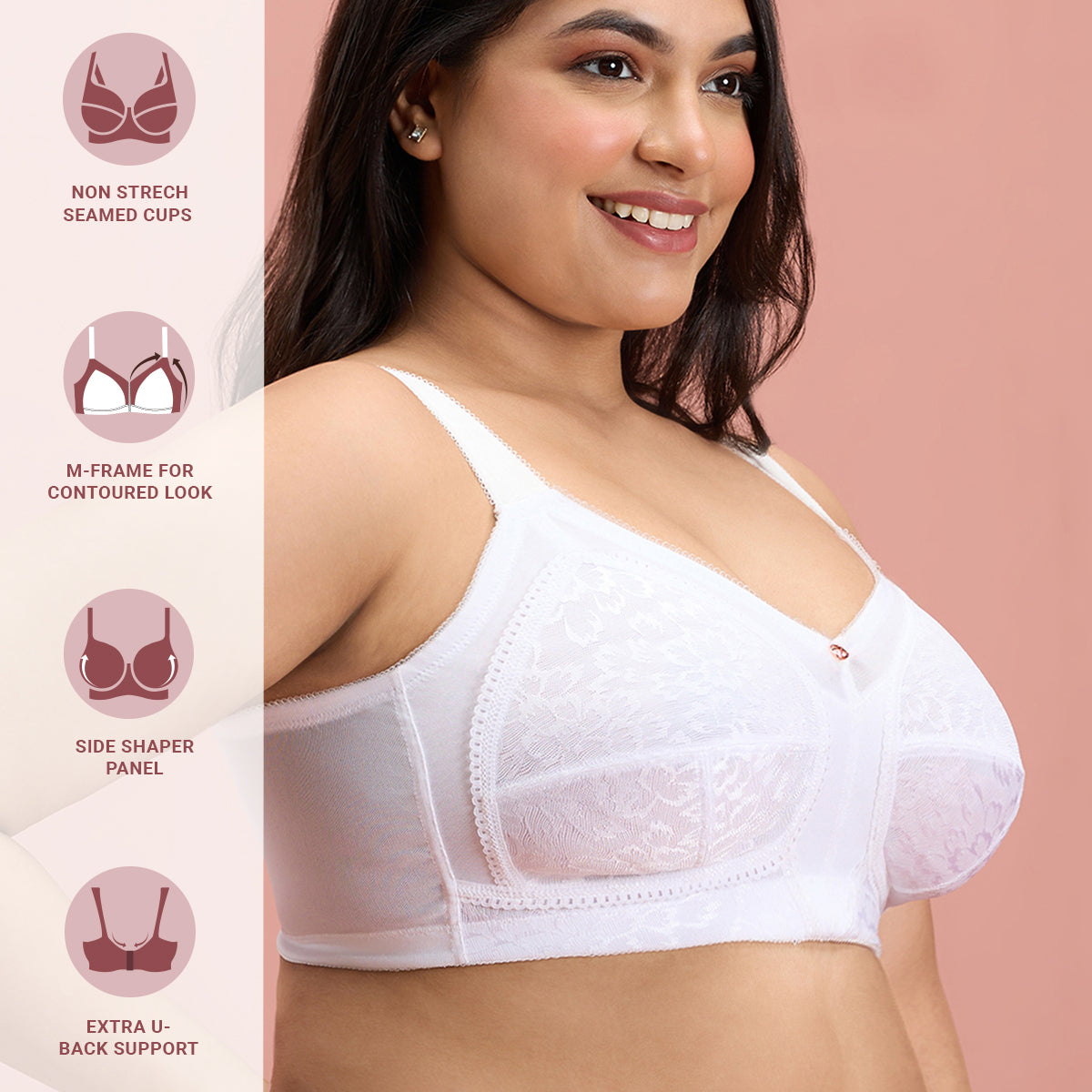 Shape & Support White Lace Bra for Women