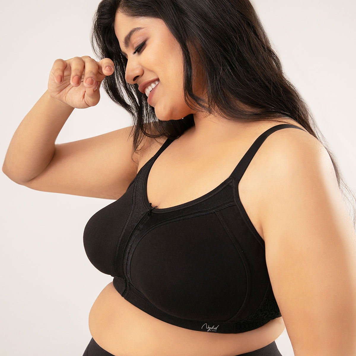 M-Frame Bounce Control Non-Padded Black Cotton Bra