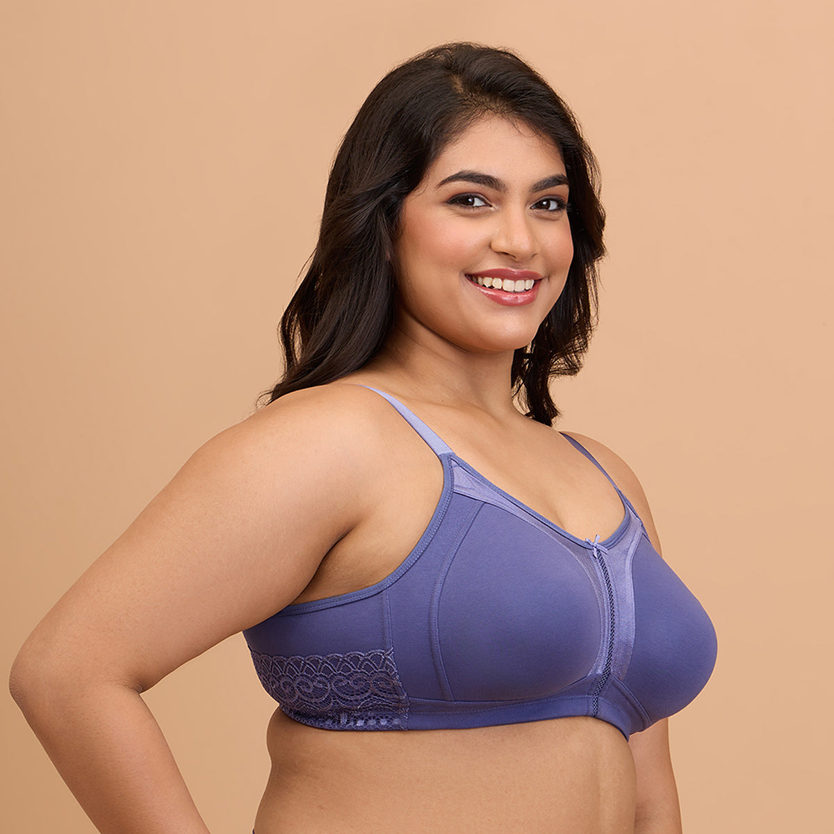 M-Frame Bounce Control Non-Padded Dark Purple Cotton Bra