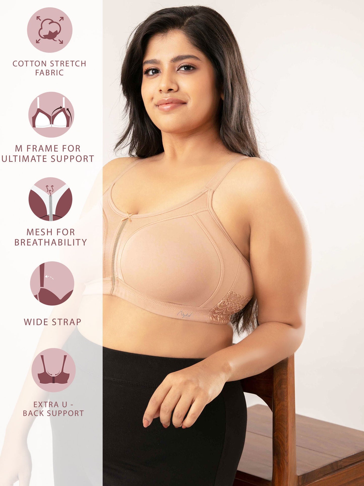 Sand Colour No Bounce Comfortable Bra For Daily Use