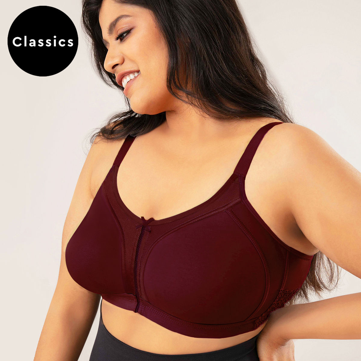 M-Frame Bounce Control Comfortable Wine Bra for Women