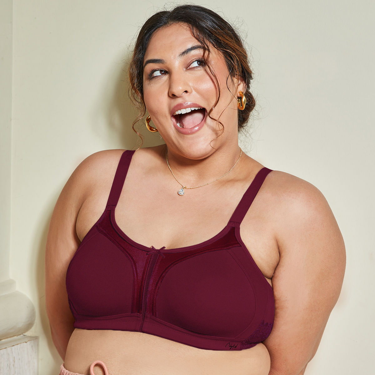 M-Frame Bounce Control Comfortable Wine Bra for Women