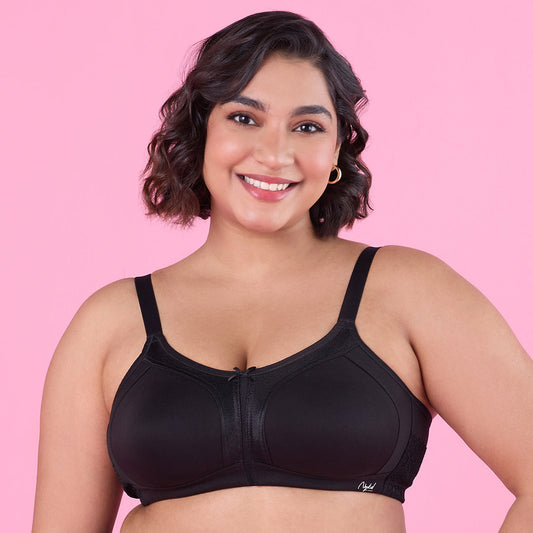 M-Frame Bounce Control Non-Padded Black Cotton Bra