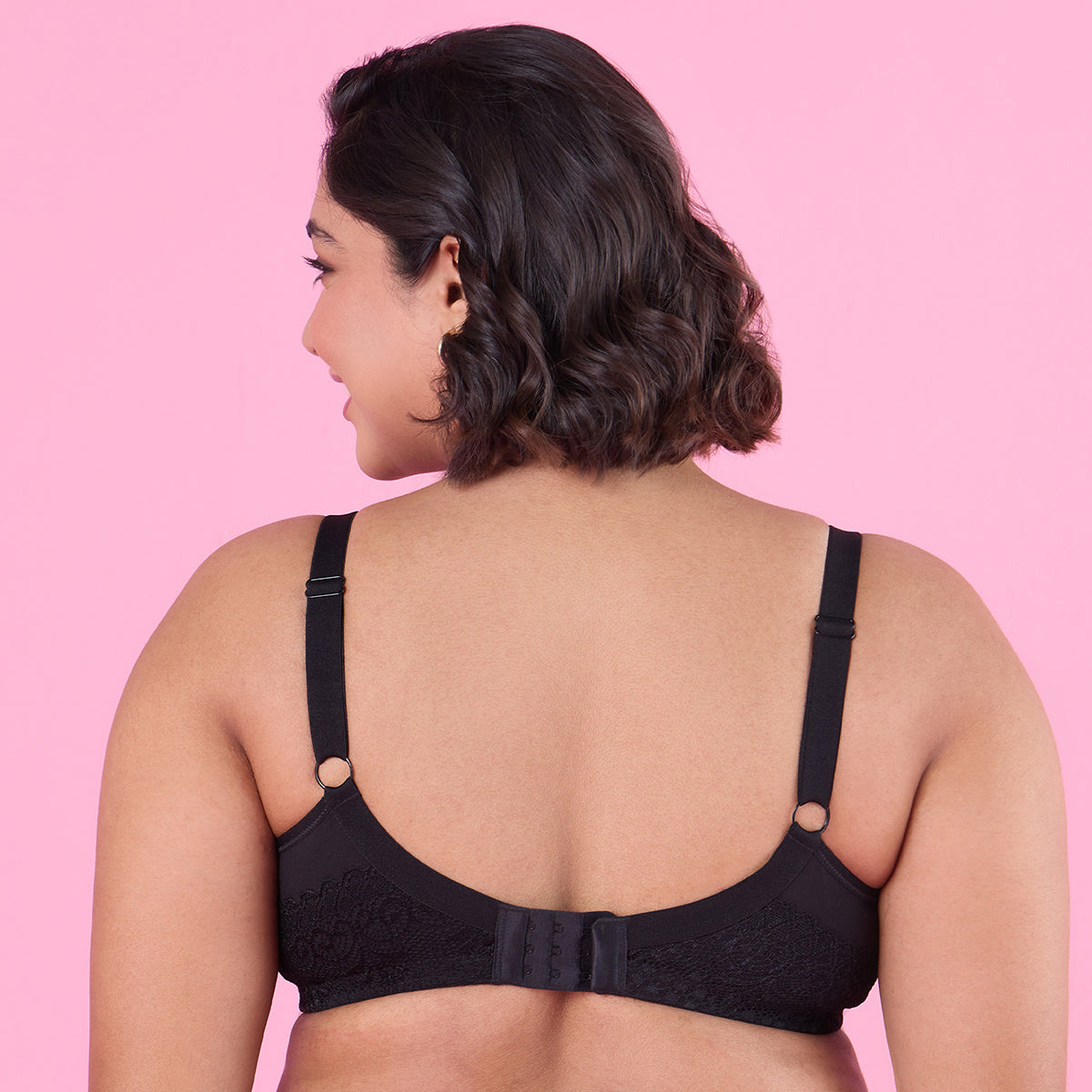 M-Frame Bounce Control Non-Padded Black Cotton Bra