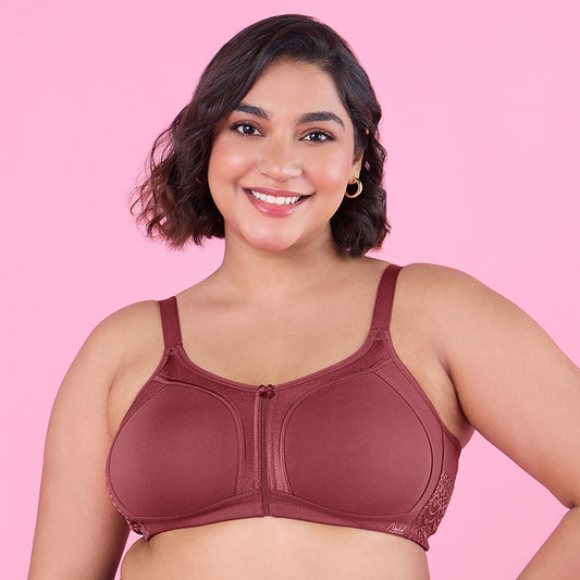 M-Frame Bounce Control Non-Padded Brick Red Cotton Bra