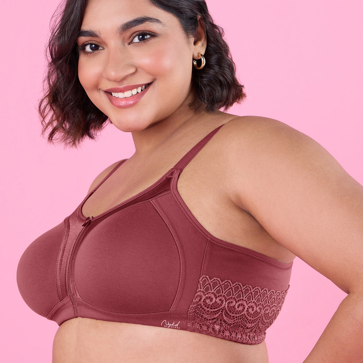 M-Frame Bounce Control Non-Padded Brick Red Cotton Bra