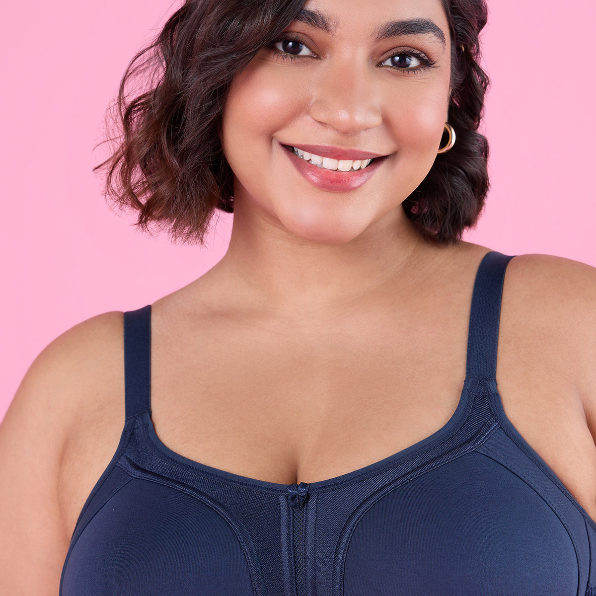 M-Frame Bounce Control Non-Padded Dark Blue Cotton Bra