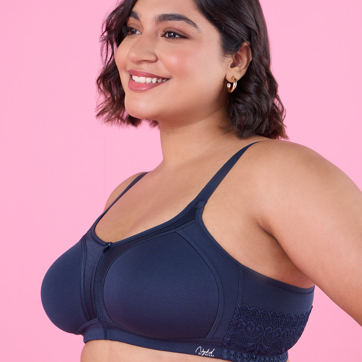 M-Frame Bounce Control Non-Padded Dark Blue Cotton Bra