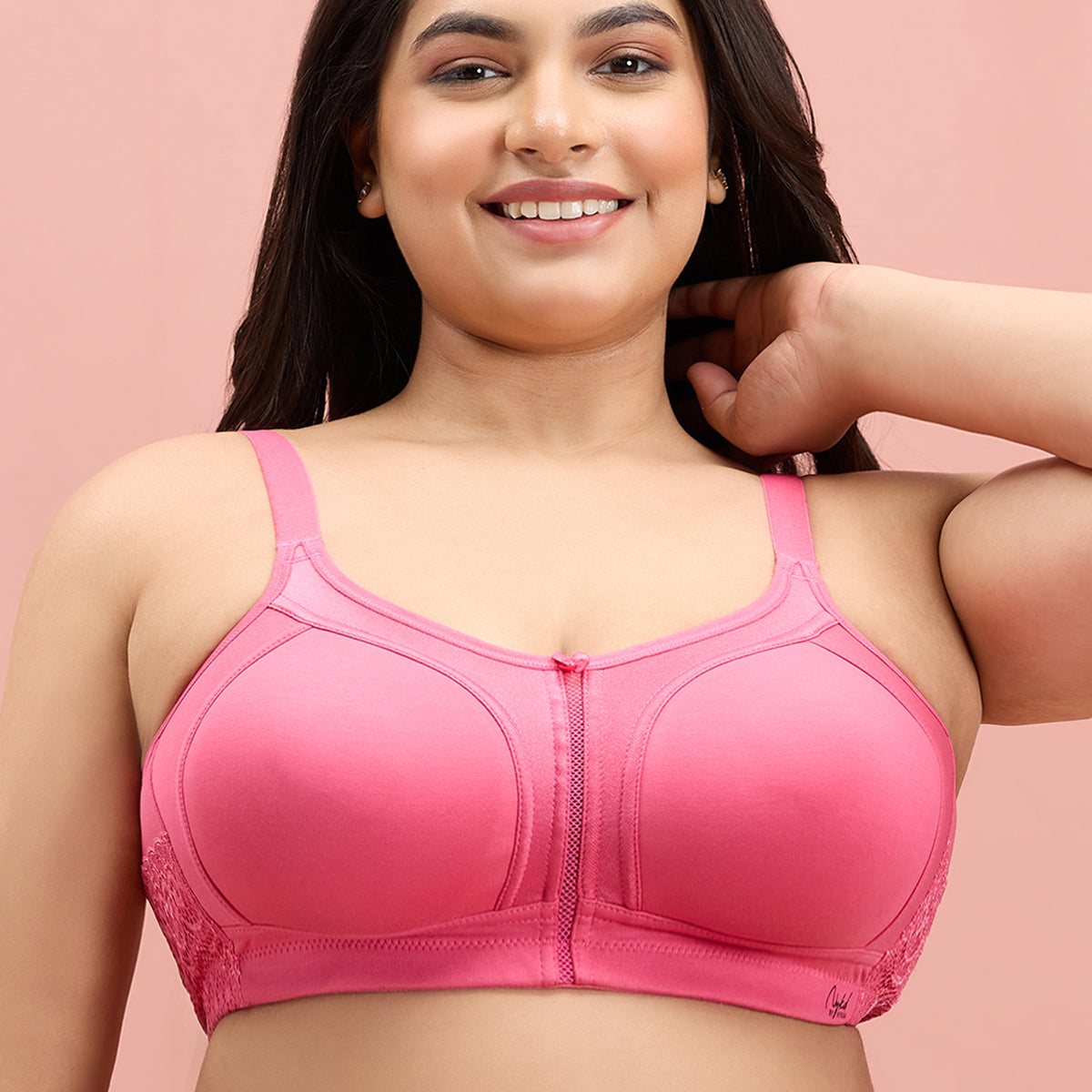 M-Frame Bounce Control Non-Padded Pink Cotton Bra