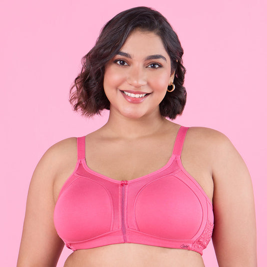 M-Frame Bounce Control Non-Padded Pink Cotton Bra