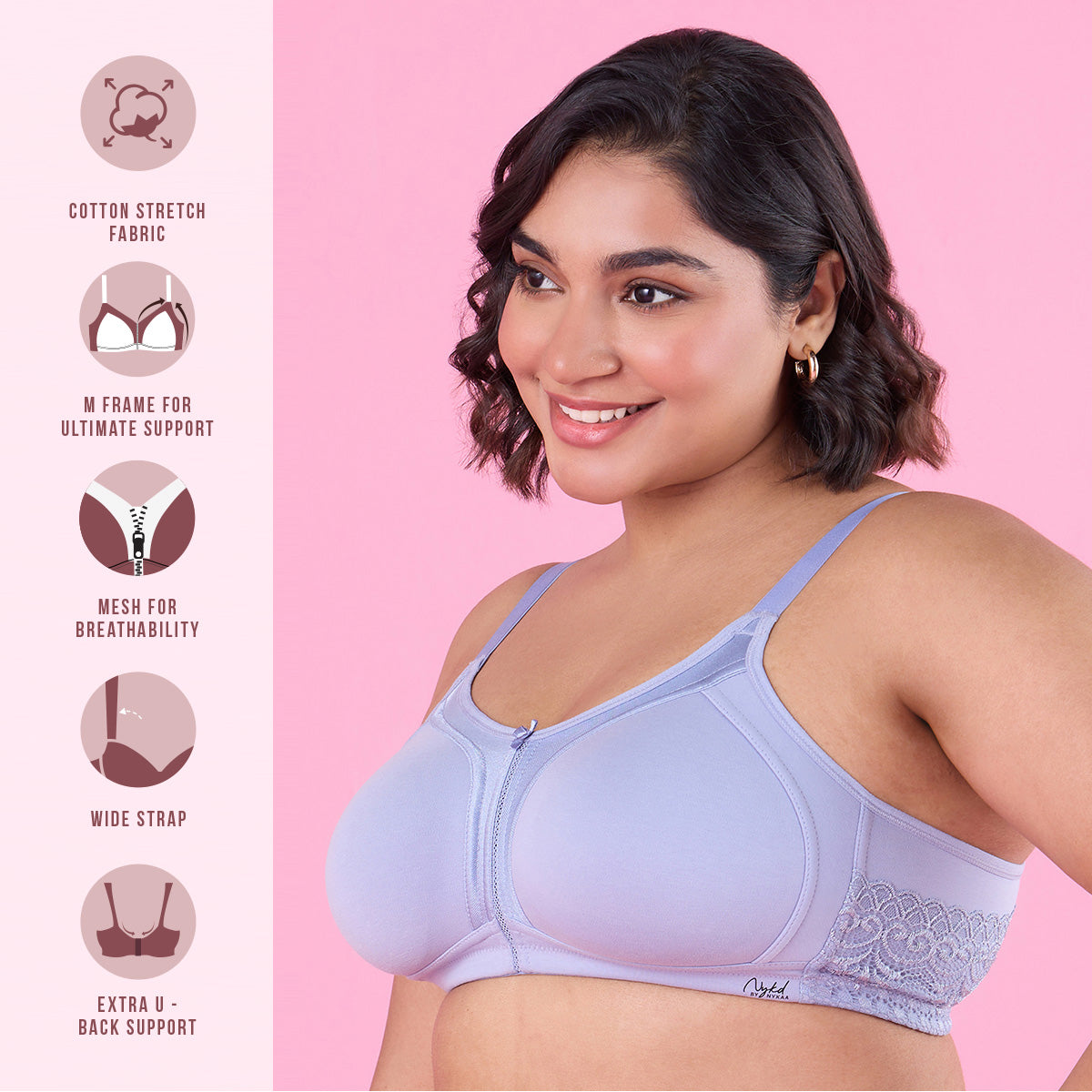 Purple M-Frame Bounce Control Everyday T-Shirt Bra