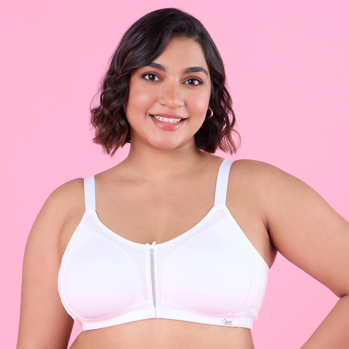 M-Frame Bounce Control Non-Padded White Cotton Bra