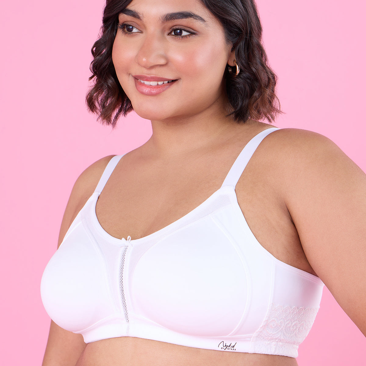 M-Frame Bounce Control Non-Padded White Cotton Bra