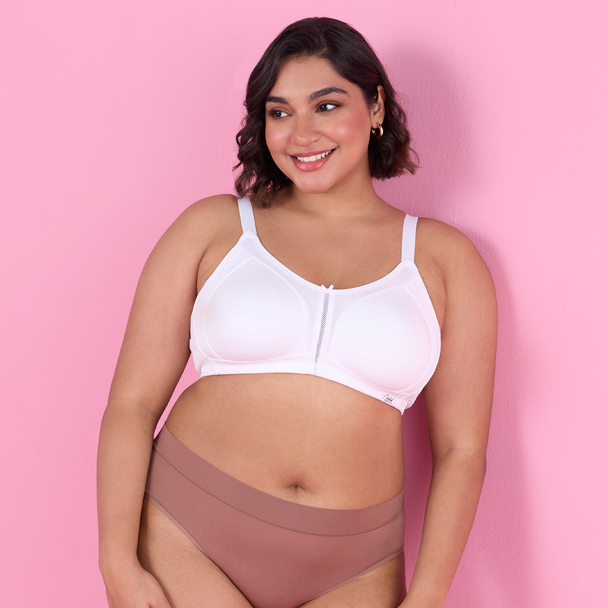 M-Frame Bounce Control Non-Padded White Cotton Bra