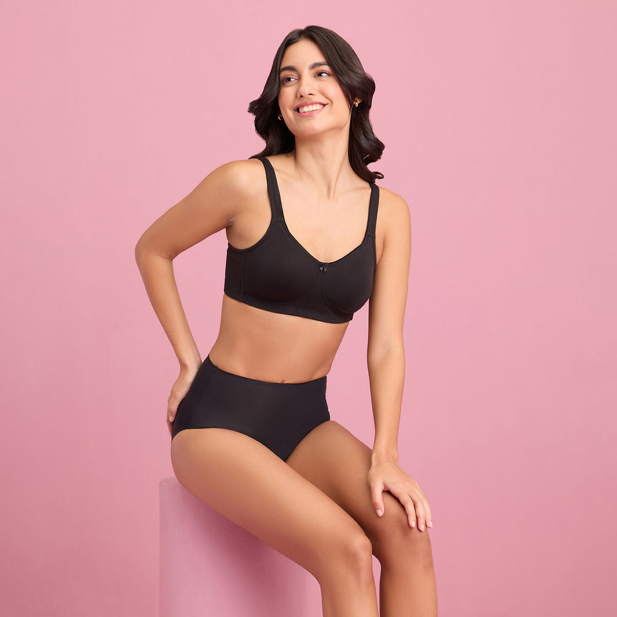 Black Cotton Anti Sweat Bra for Women