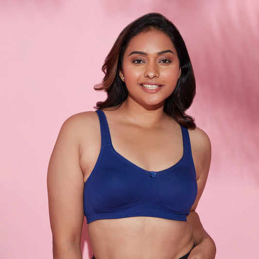 Blue Cotton Non Padded Sweat Free Bra for Womeng