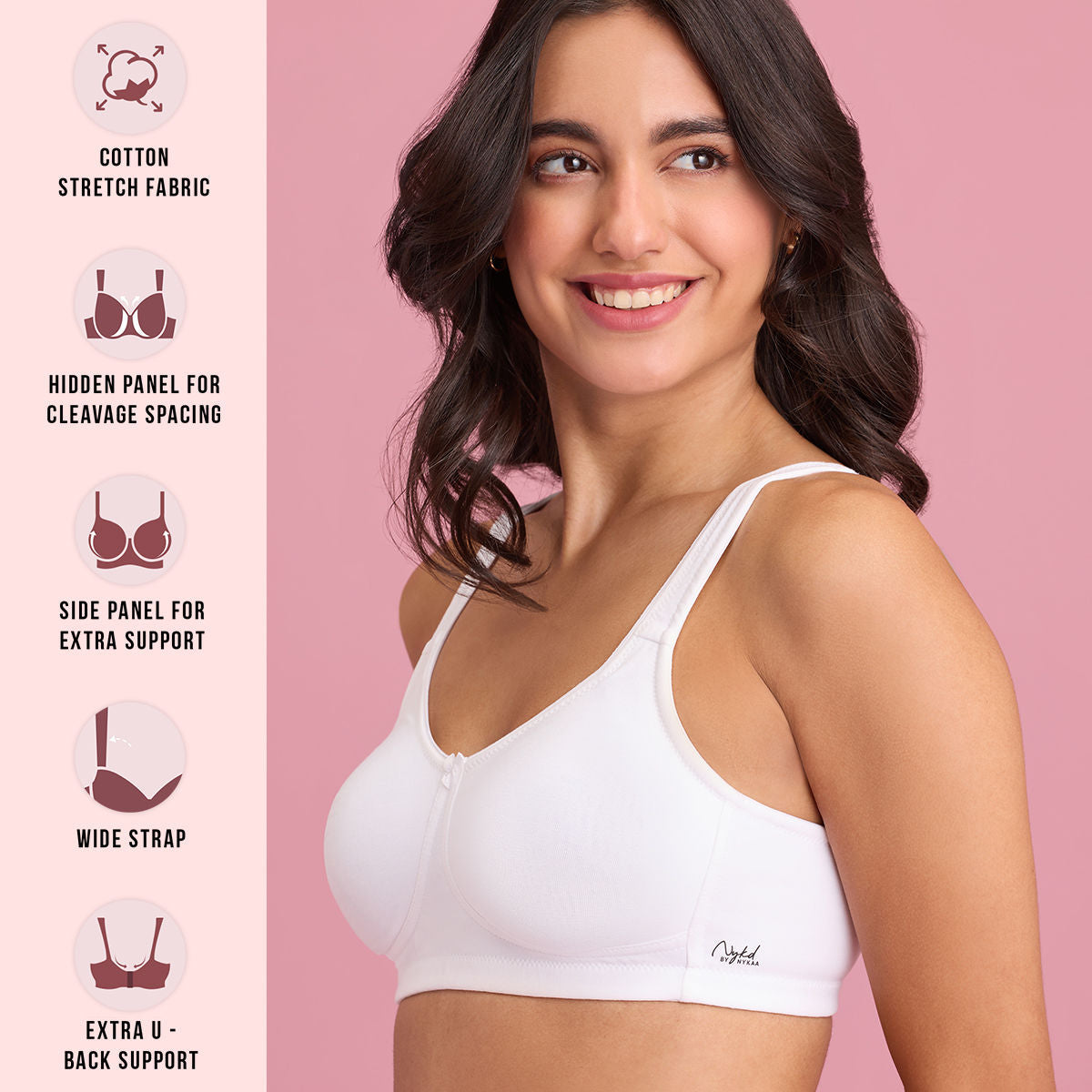 Sweat Free Cotton White Bra for Women