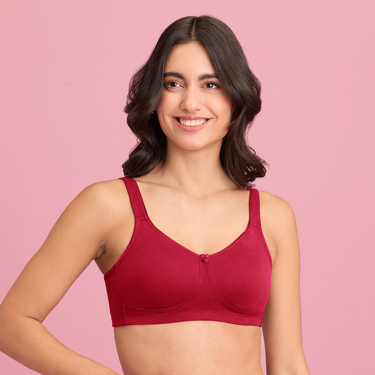 Cotton Non Padded Red Sweat Wicking Bra for Women