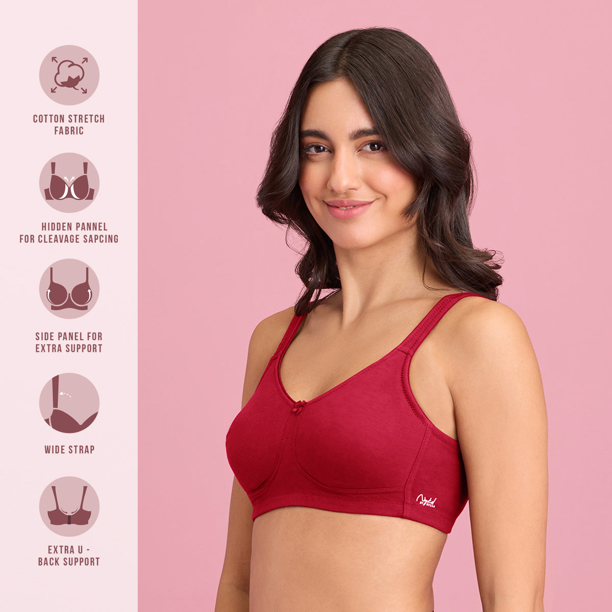 Cotton Non Padded Red Sweat Wicking Bra for Women