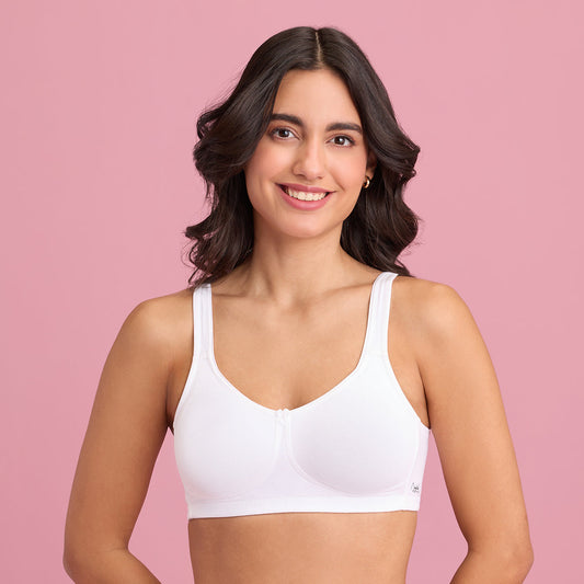 Sweat Free Cotton White Bra for Women