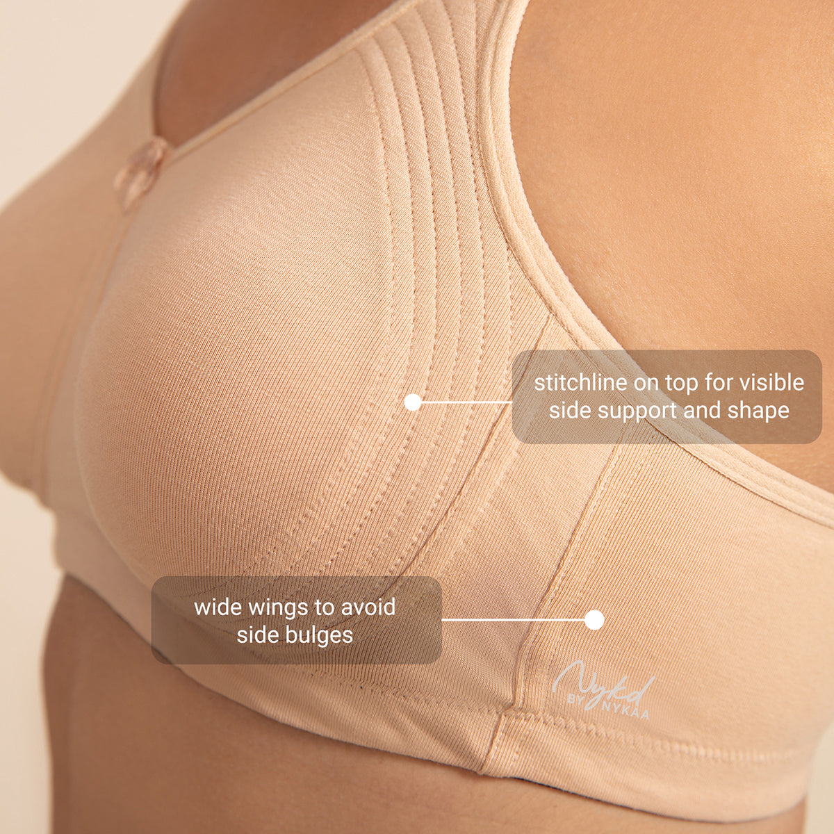 Pack Of 2 Beige and Black Bra for Women with Side Panel