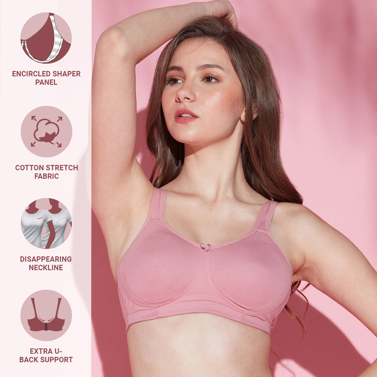 Pack Of 2 Pink and Rust Double Layered Cups Bra