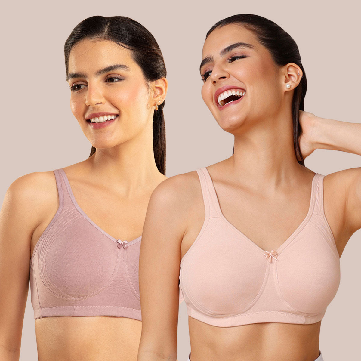 Pack Of 2 Nude and Lavender Bra for Women