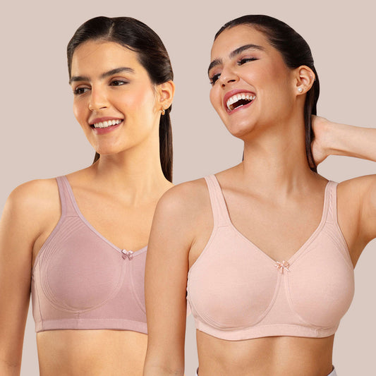 Pack Of 2 Nude and Lavender Bra for Women