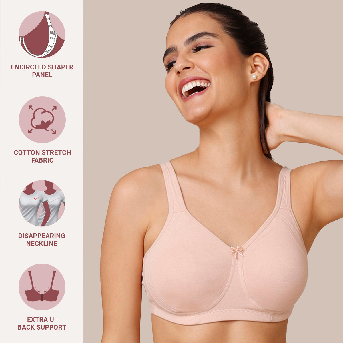 Pack Of 2 Nude and Lavender Bra for Women