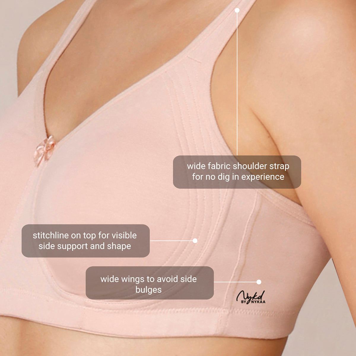 Pack Of 2 Nude and Lavender Bra for Women