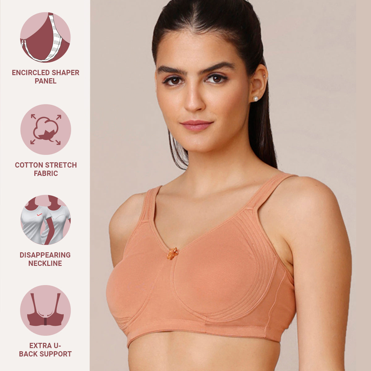 Bulge-free Look Pack Of 2 Tan and Blue Bra for Women