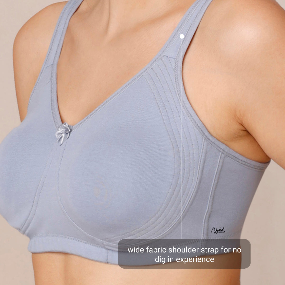 Bulge-free Look Pack Of 2 Tan and Blue Bra for Women