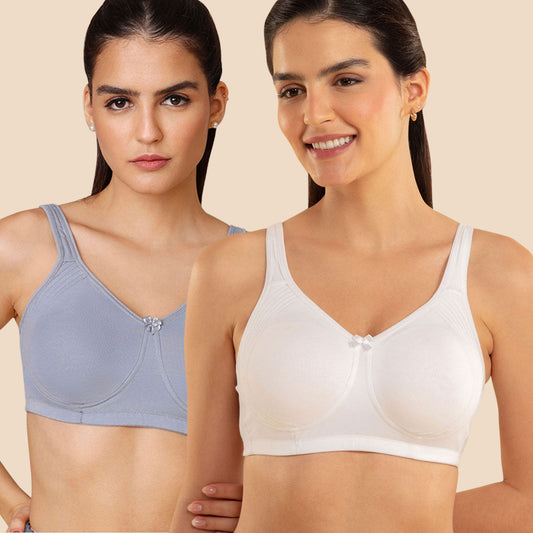 White and Blue Pack Of Bras for Ladies