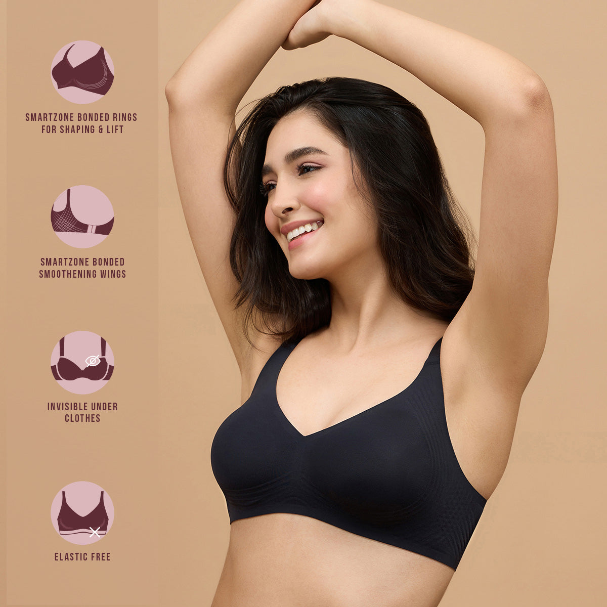 Invisi Blend Black Shaping Bra for Women