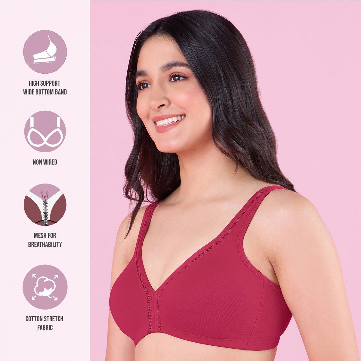 Everyday Cotton Berry Plunge Neckline Bra for Women